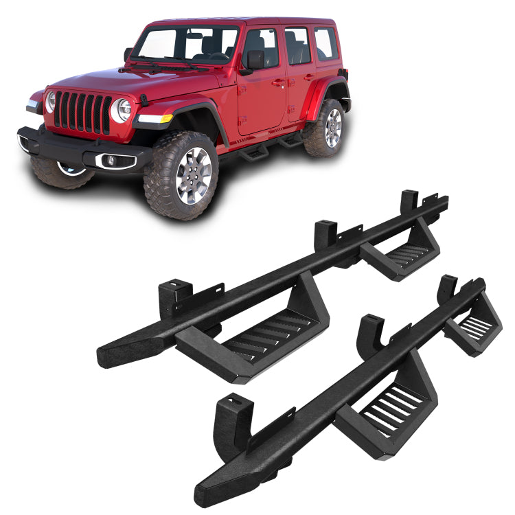 Running Boards For 18 26 Jeep Wrangler Jl Black Powder Coated Side Steps Bars
