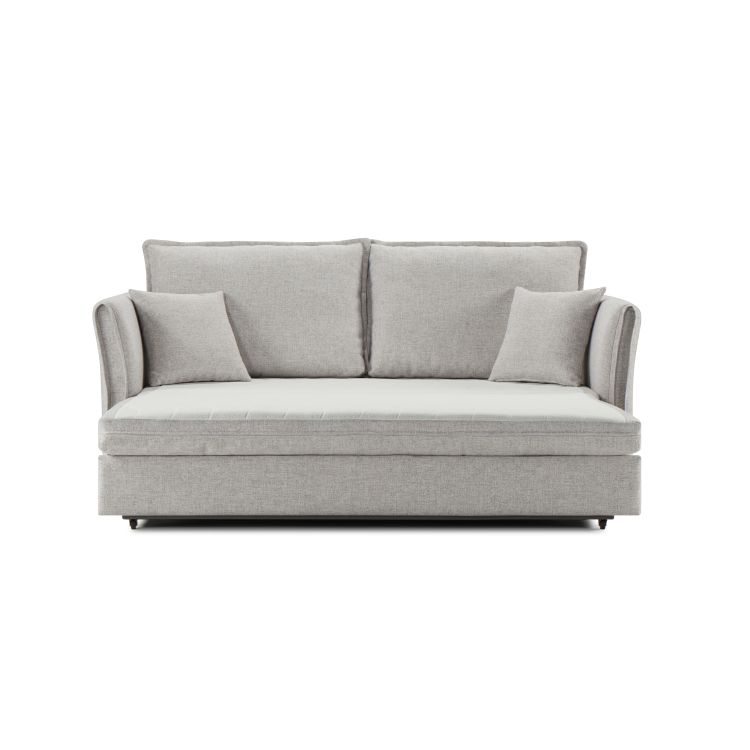 Oren Gray Chenille Sleeper Sectional Sofa W Storage & 2 Toss Pillows