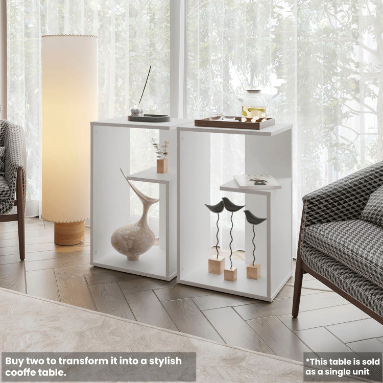Vega Side Table In Melamine With Open Storage, White