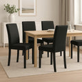 Syon Dining Chair Set Of 4, Black Wood Frame, Fabric Seat And Backrest