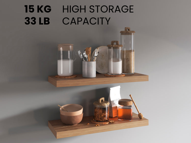 Ecco 31.5" Wide Floating Shelves Set Of 2, Shelves For Wall Decor For Bedroom, Bathroom Storage Shelves, Book Shelves For Living Room