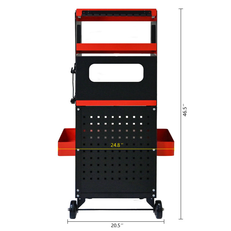 4 Level Multi Functional Diagnostic Trolley,Car Diagnostic Equipment Cart, With 360 Rotating And Lockable Casters Black&Red