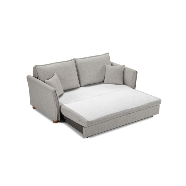 Oren Gray Chenille Sleeper Sectional Sofa W Storage & 2 Toss Pillows