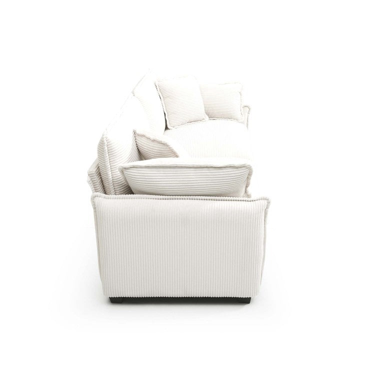 Warm And Cozy Living Room Sofa With 4 Pillows Upholstered Large Deep Seat 2 Seater Sofa For Living Room, Beige Corduroy
