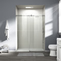 56" 60" W X 76" H Single Sliding Shower Door, Frameless Bathroom Sliding Door With 1 4" 6Mm Tempered Glass For Walk In Shower, Brushed Nickel Cm 25D06 60Bnx