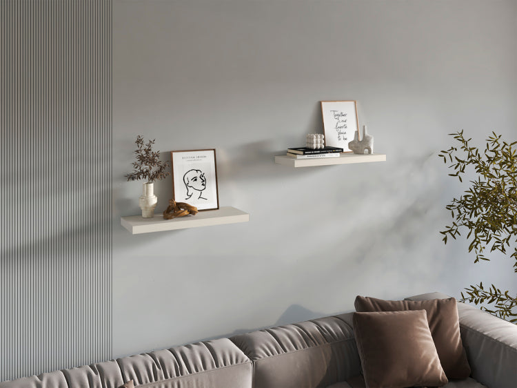 Floating Shelves, White Washed Oak, 2 Shelves, 1.50" H