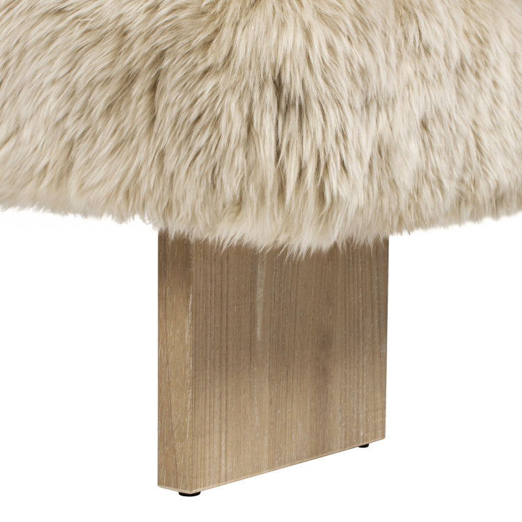 Leda 49" Sheepskin Fur Rectangular Accent Bench, Natural Blonde Genuine Fur
