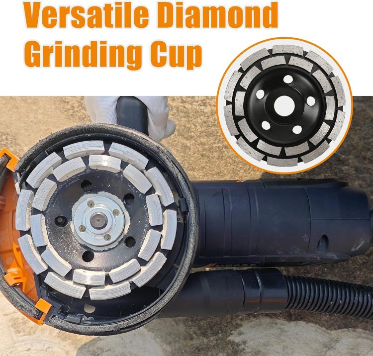 5 Inch Concrete Surfacing Grinder, 1500W 14A Motor, 7 Adjustable Speed Angle Grinder Kit With Diamond Disc, Removable Guard, Concrete Sander For Polishing And Grinder Stone Cement Marble Granite