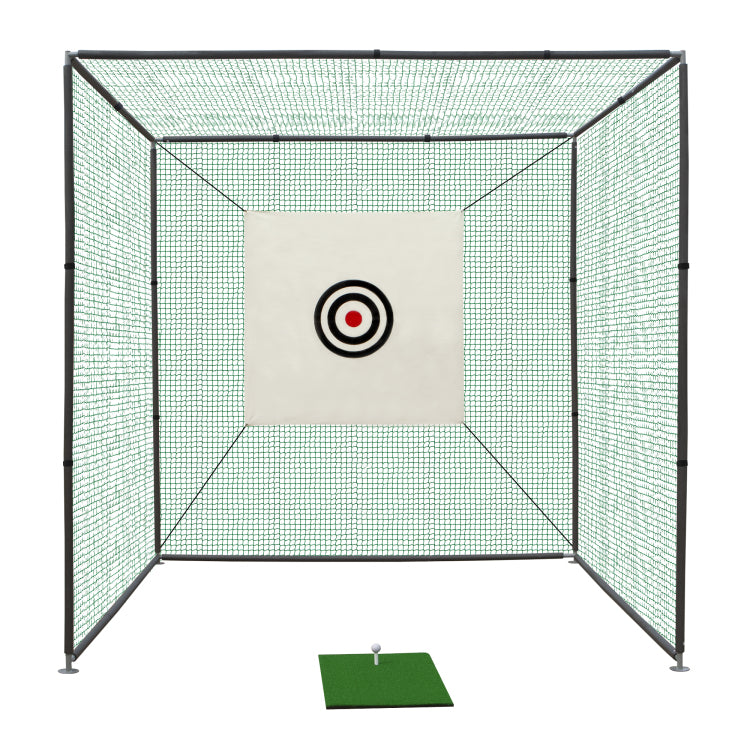 10X10X10Ft Golf Practice Net Cage W Metal Frame Hitting Net Kit Indoor Outdoor