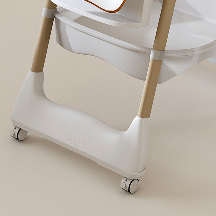 Adjustable Baby High Chair 0 6 Years Portable Infant Feeding Seat With Safety Belt, Silent Lockable Wheels & Easy Clean Design For Home, Dining, Living Room, Bedroom White