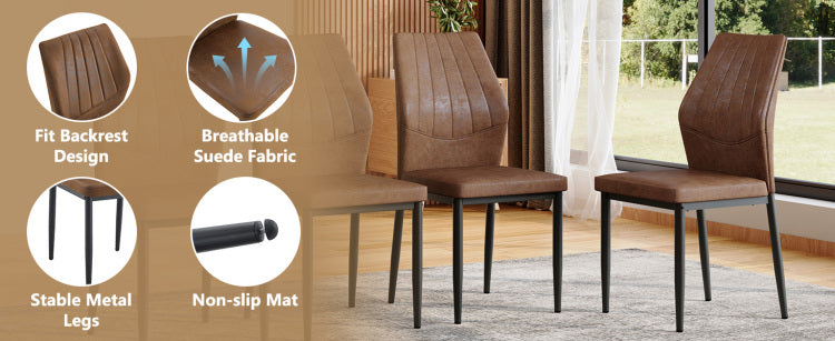 Set Of 4 Brown And Black Dining Chairs With Shell Pattern, 37 Inches High: Ergonomic Tech Fabric Backrest, Combines Comfort And Style