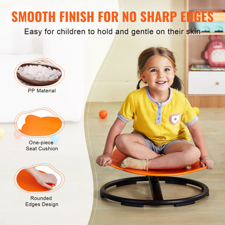 Elephant Kids Swivel Chair, 220 Lbs Capacity, 360 Spinning Chair, Autistic Kids Sensory Toy Chair With Non Slip Metal Base, Toddler Sit And Spin Chair For Coordination Balance Focus Orange
