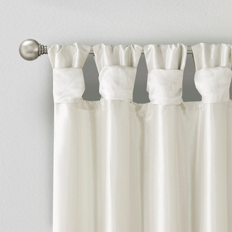 Twist Tab Lined Window Curtain Panel White 50X95"