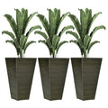 Outsunny 28" Tall Outdoor Planters, Set Of 3 Large Taper Planters With Drainage Holes And Plug, Faux Wood Plastic Flower Pots For Outdoor, Indoor, Garden, Patio, Dark Brown