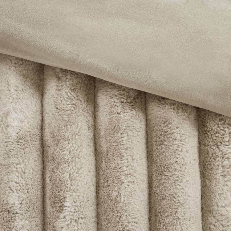 Soft Faux Fur Ribbed Comforter Set Full Queen