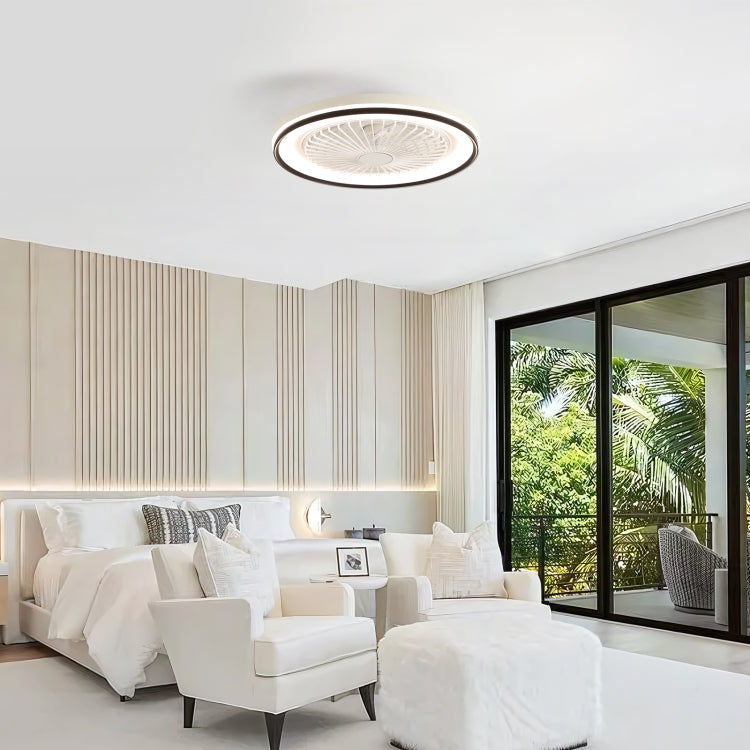 19 Inch Rgb Dimmable Led Enclosed Flush Mount Bladeless 6 Speed Remote Control For Bedroom Party