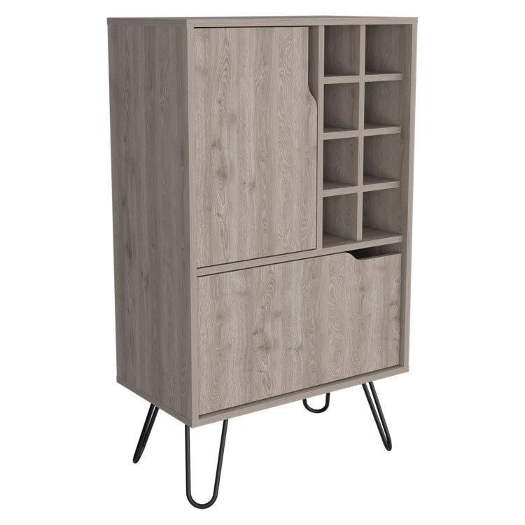 Sheffield L Bar C, Two Cabinet, Hairpin Legs, Eight Cubbies For Liquor
