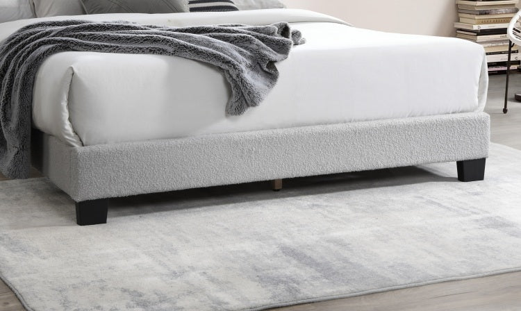1Pc Full Size Bed Channel Tufting W Led Full Upholstered Light Gray Finish Bedroom Furniture