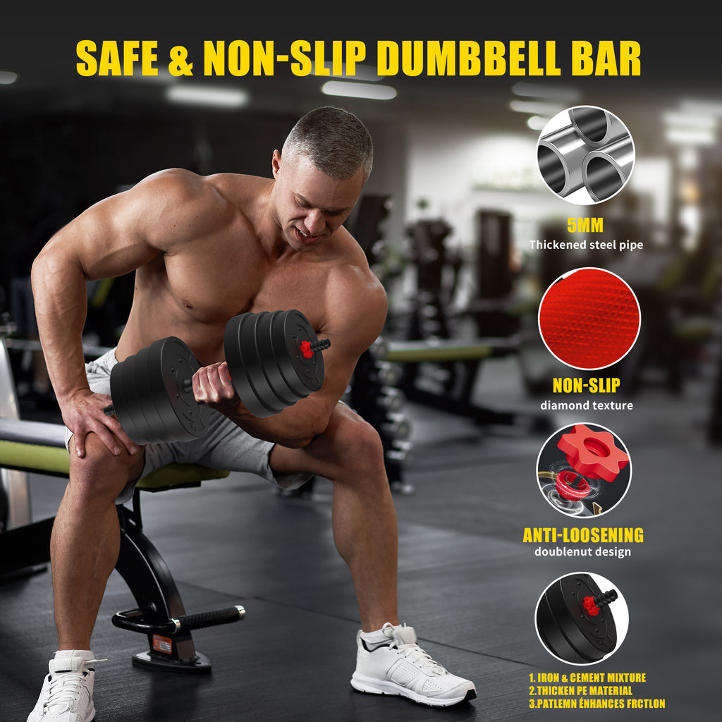90Lb 4 In 1 Adjustable Dumbbell Set Converts To Barbell, Kettlebell & Push Up Stands W Interchangeable Plates & Non Slip Grips