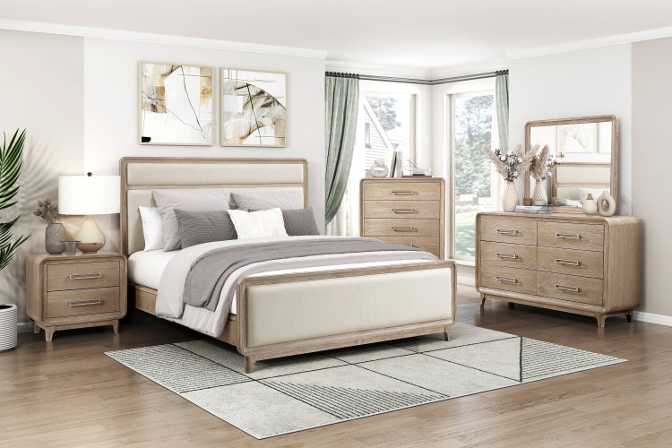 Modern Elegant Design Nightstand Of 2X Storage Drawers Curved Corners Natural Finish Wooden Bedroom Furniture 1Pc