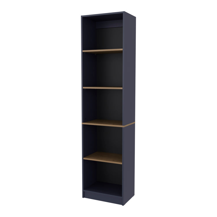 Beaver Balley Bookcase With Open Storage And 5 Shelves, Blue And Natural Oak