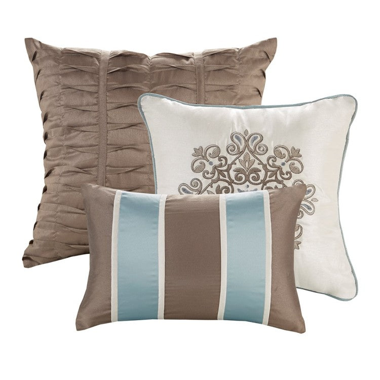 Jacquard 7 Piece Comforter Set Blue Queen