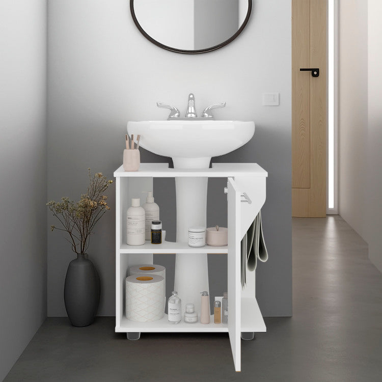 Phillips Under Sink Cabinet, Double Door Storage With Open Back For Pipes, Wide Unit, Freestanding Cabinet