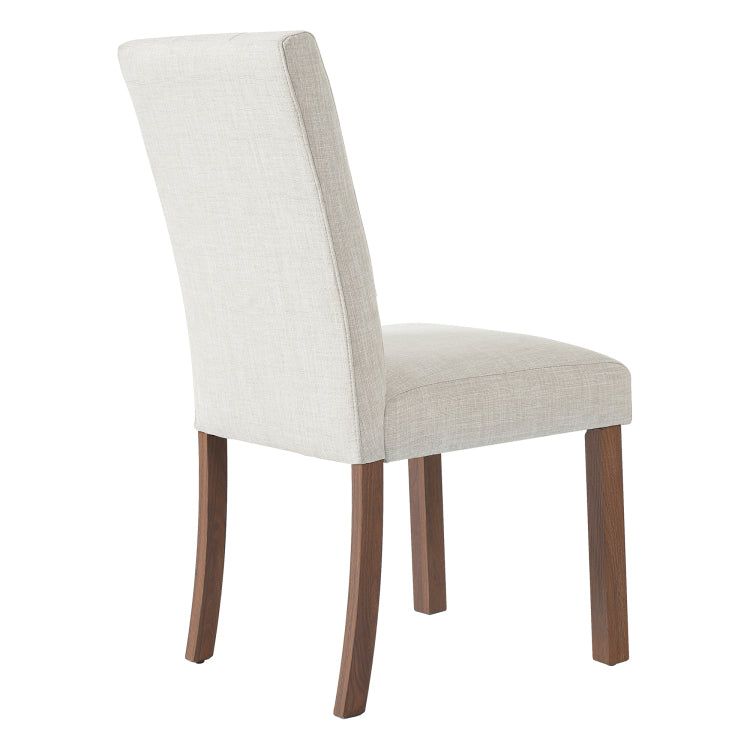 Wooden Dining Chairs Set Of 4, Modern Dining Room Chairs With Back, Fabric Kitchen Side Chairs With Wood Legs, Beige Walnut