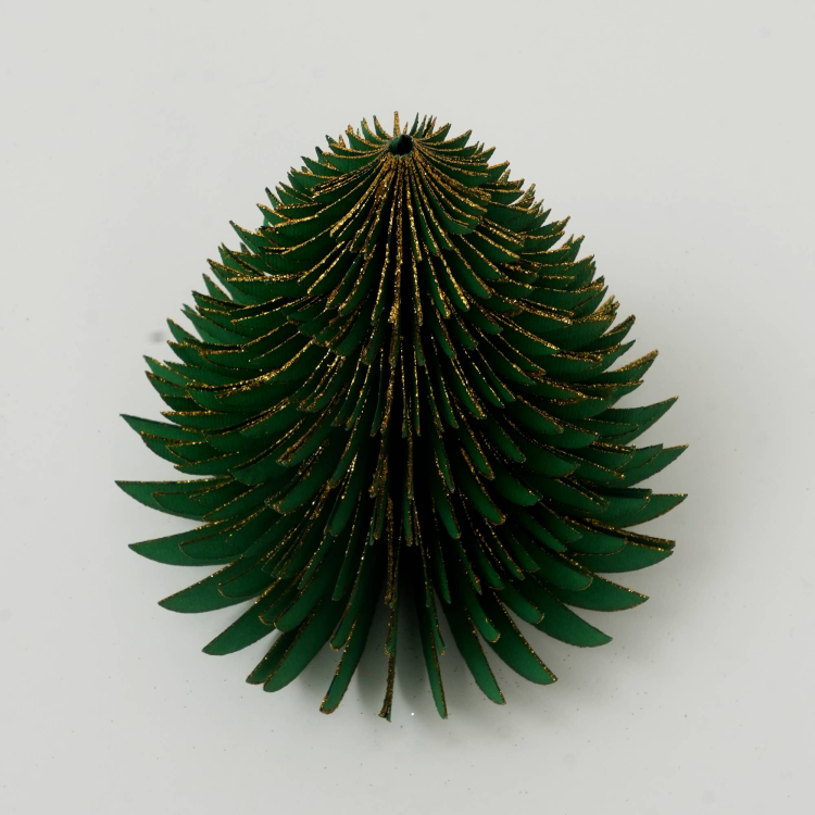 Handmade Green Paper Tree Festive Holiday D Cor 5.8X5.8X7"