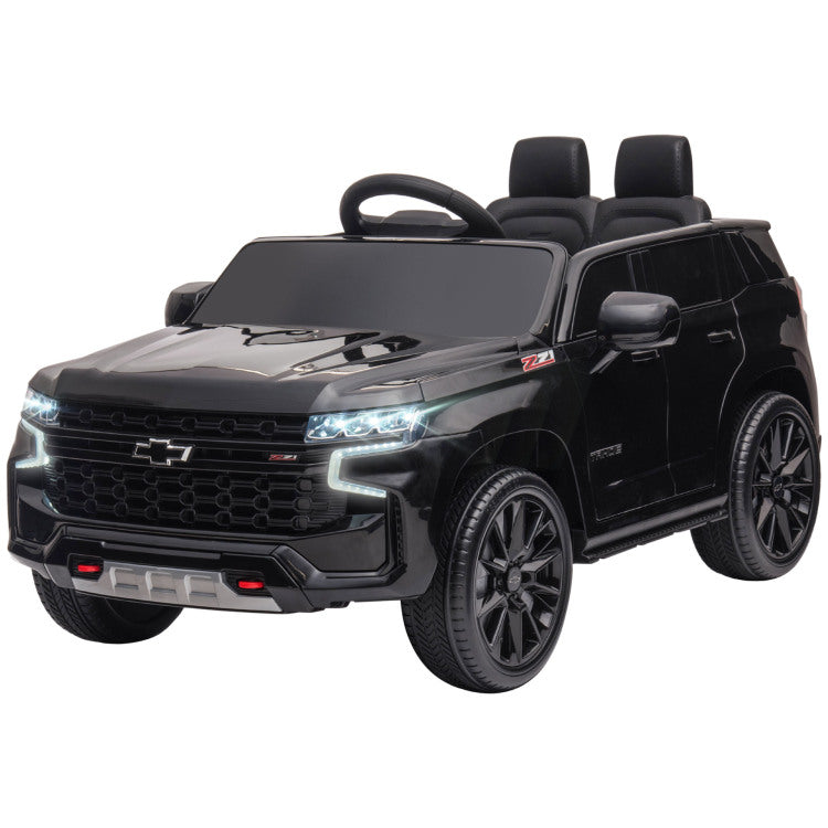 Aosom Chevrolet Tahoe Licensed Kids Ride On Car, 12V Battery Powered Kids Electric Car With Remote Control, Music, Lights, Horn, Suspension For 3 6 Years Old, Black