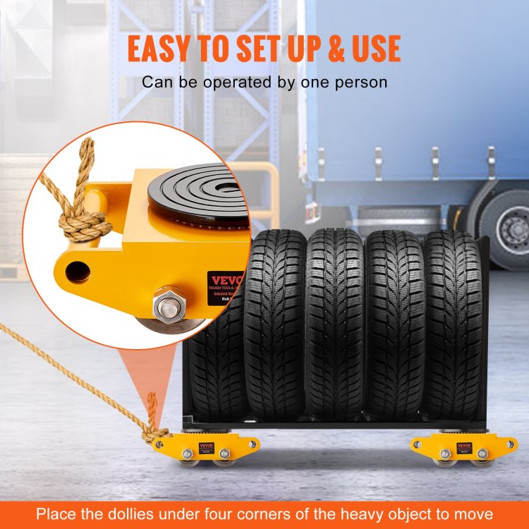 4Pcs Machinery Skate Dolly, 26455Lbs 12T Industrial Machinery Mover, Heavy Duty Carbon Steel Machinery Moving Skate & 4 Carbon Steel Wheels And 360 Rotation Non Slip Cap For Warehouse, Factory