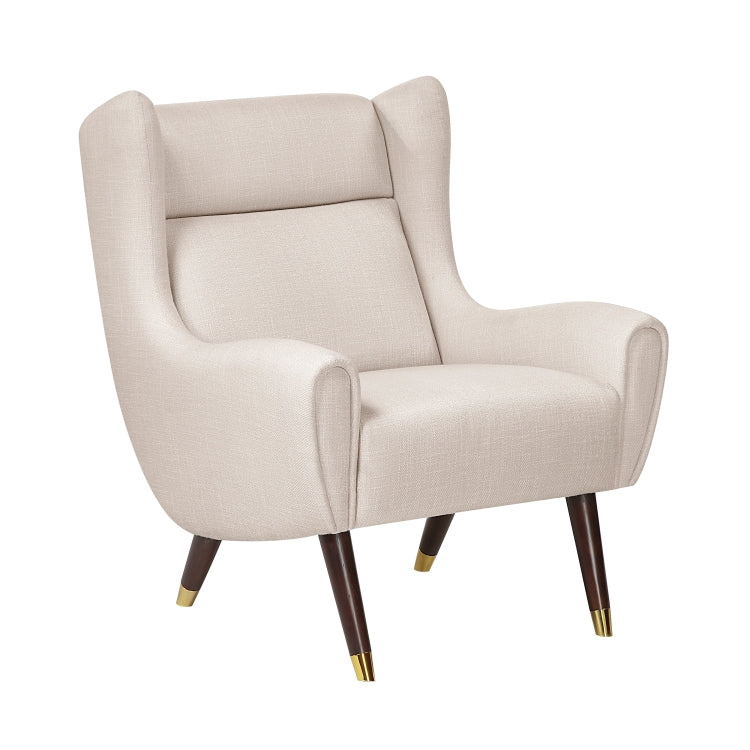 Modern Wingback Upholstered Beige Accent Chair 1Pc Solid Wood Sleek Design Luxury Furniture