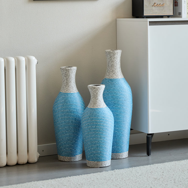 Desktop Vase, Brown Decorative Floor Vase, Classic And Neat Floor Vase, High Independent Flower Stand, Artificial Vine Vase, Pvc Floor Vase, Home Decoration Flower Stand Set Of 3 Pieces