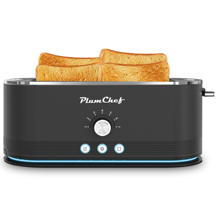 4 Slice Toaster, 7 Browning Settings, Defrost Reheat Functions, Full Body Stainless Steel Housing 1400W ,Anti Fingerprint & Anti Jam Black