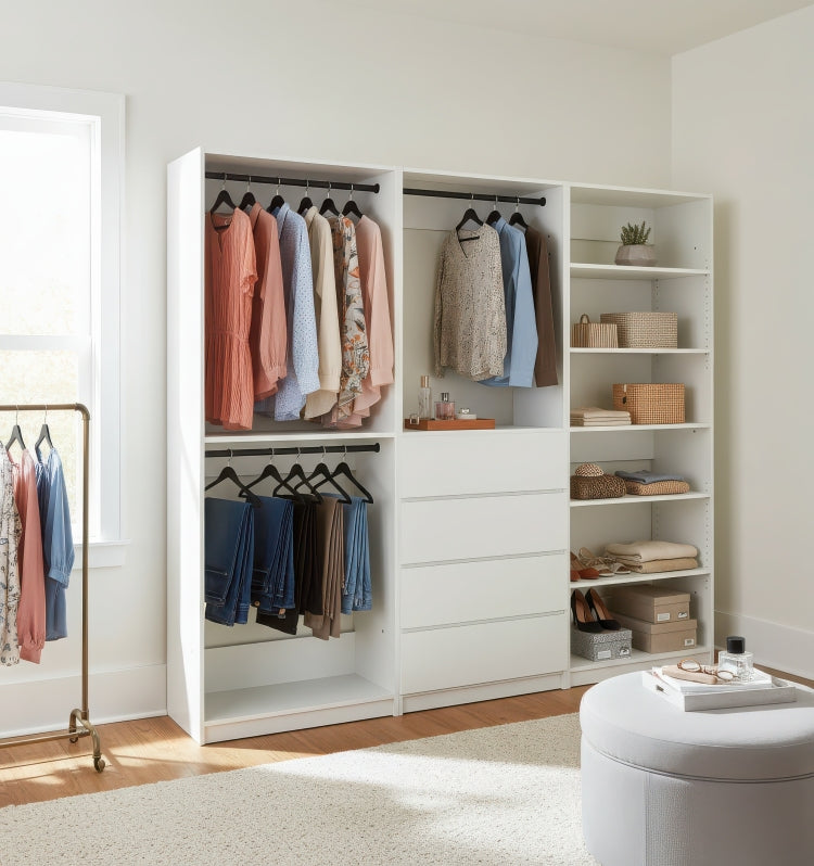 Prosper White Freestanding Walk In Wood Closet System