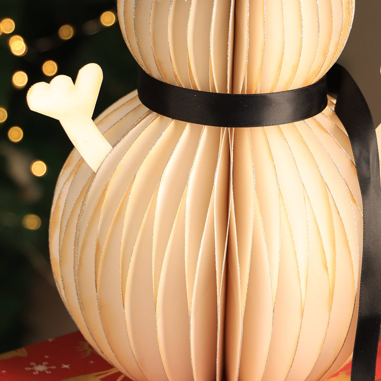 Honeycomb Handmade Paper Snowman White Festive D Cor