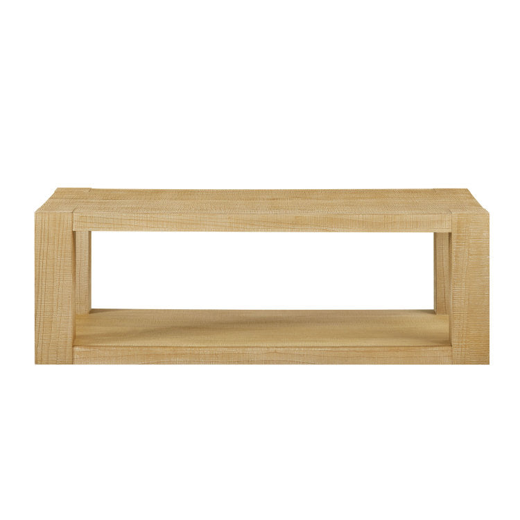 Modern Design 48 Inch Rectangular Coffee Table,2 Tier Mdf Rectangle Coffee Table For Living Room,Office,Natural Color
