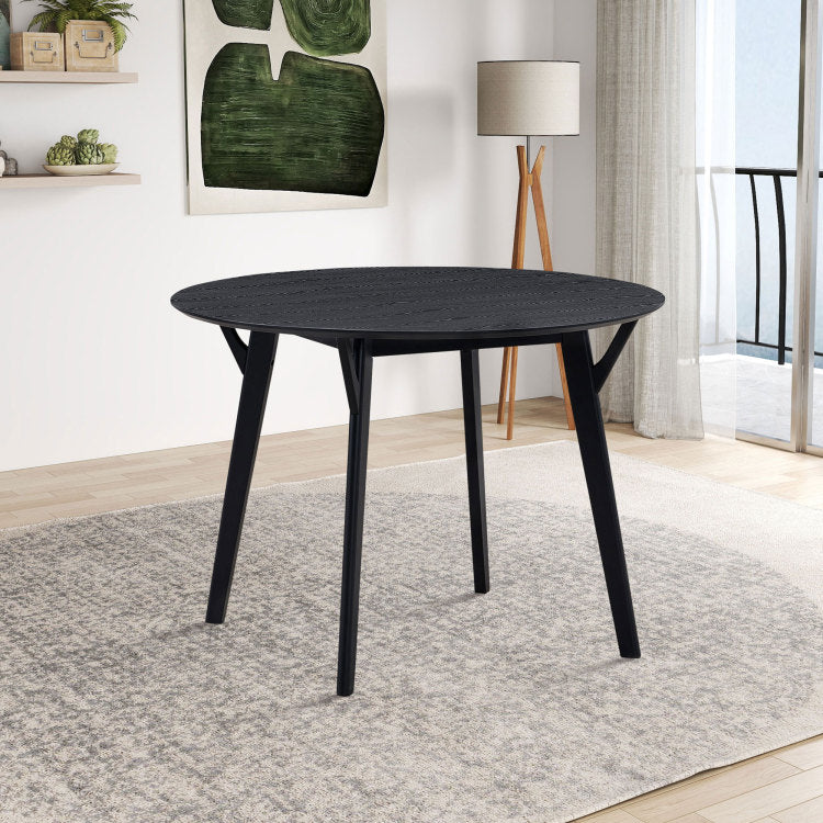 42.01 Inch Saving Place Table,Wooden Dining Table For 4 Persons,Modern Design Round Kitchen Table For Living Room,Apartment,Restaurant,Black