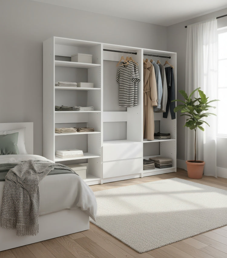 Prosper White Freestanding Walk In Wood Closet System