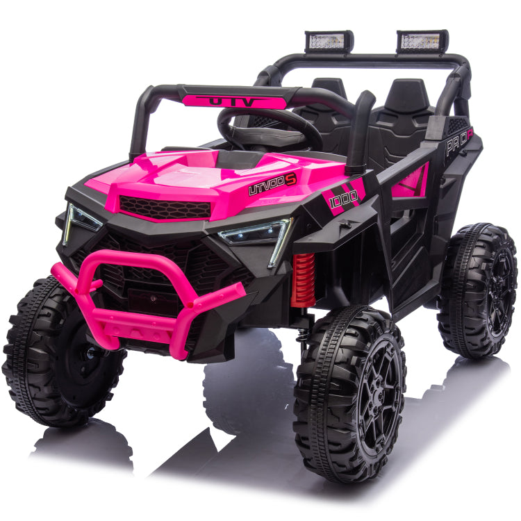 24V 400W Kids Ride On Electric Utv W Parents Remote Control,Four Wheel Suspension,Led Lights,Portable Handle,Advanced Center Panel With Usb,Mp3,Music,Bluetooth,Power Display For Kids Aged 3