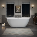 63" Acrylic Freestanding Bathtub, Oval Deep Soaking Bathtub With Center Pop Up Drain & Integrated Overflow, Contemporary Stand Alone Bath Tub For Bathroom Spa Or Home Upgrade, Glossy White Th 26A09