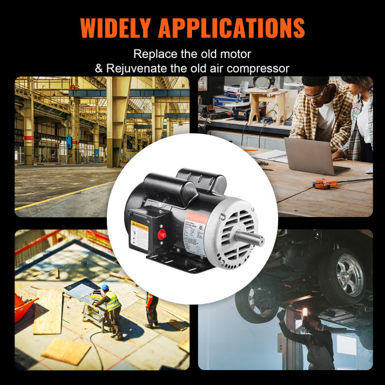 5Hp Air Compressor Electric Motor 230V 25A 3450Rpm 56Hz Frame Cw Ccw Rotation Factory Setting Is Ccw