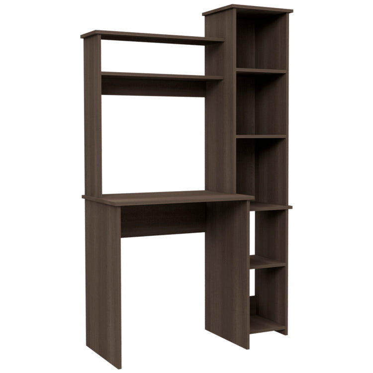 Aramis Desk, Five Shelves, Two Superior Shelves, Smokey Oak