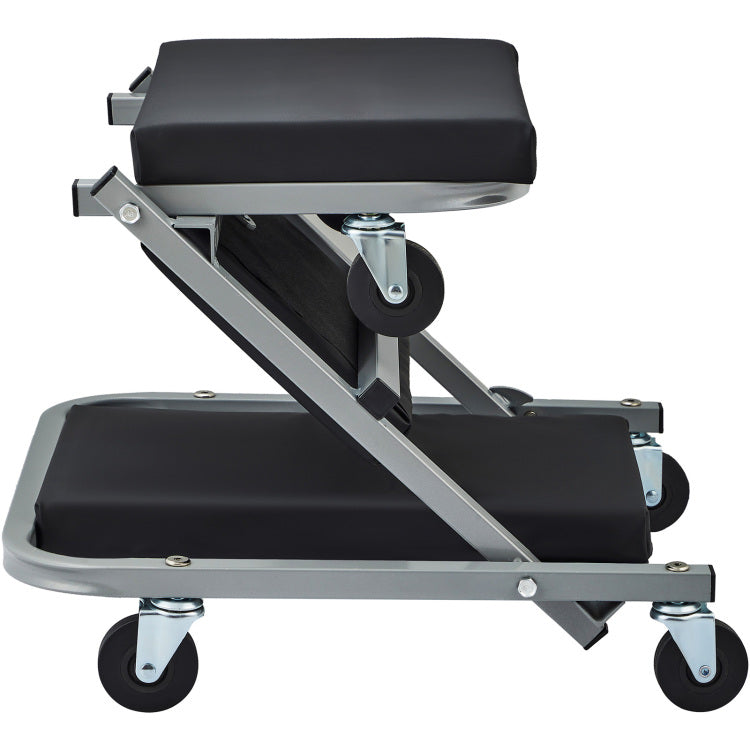 2 In 1 Z Creeper Seat Rolling Chair Auto Mechanics Shop Garage Work Stool