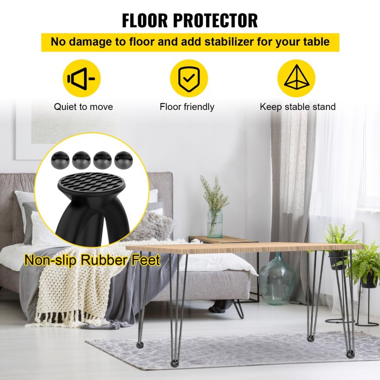 Hairpin Table Legs 34" Black Set Of 4 Desk Legs 880Lbs Load Capacity Each 220Lbs Hairpin Desk Legs 3 Rods For Bench Desk Dining End Table Chairs Carbon Steel Diy Heavy Duty Furniture Legs
