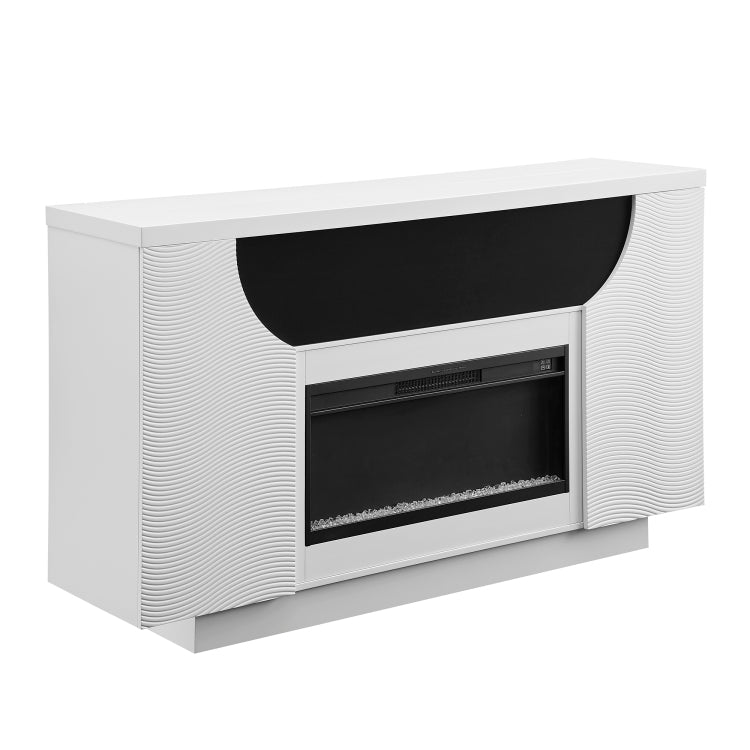 Aurora White 76 Inch Fireplace With Tv Lift