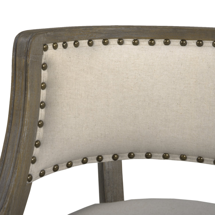 Paris 26.5" Farmhouse Counter Height Bar Stool With Backrest, Light Beige Linen