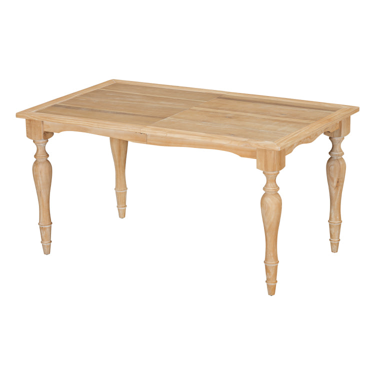 Vintage Traditional 82.7Inch Extendable Dining Table With 23.6Inch Removable Leaf, Natural