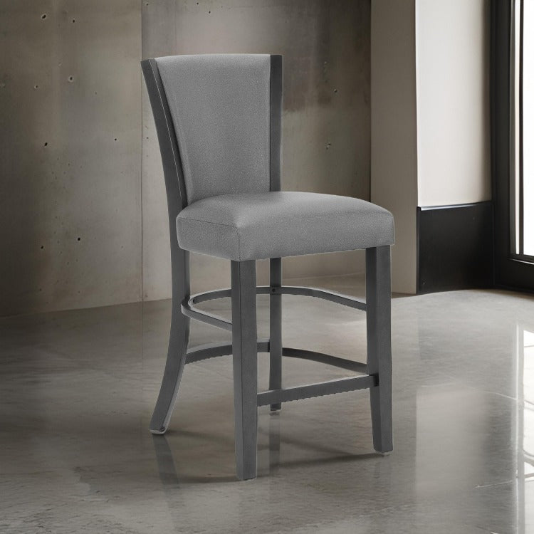 Brandon 24 Inch Counter Height Chair Set Of 2, Gray Fabric Upholstery