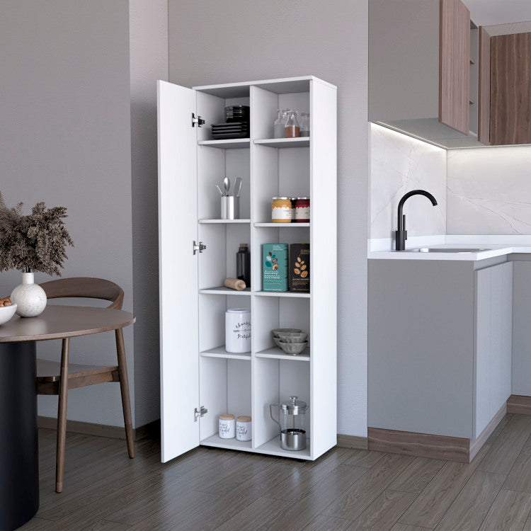 Harman Multistorage Kitchen Pantry With 1 Door And 5 Open Shelves, White